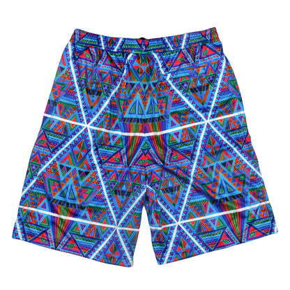 "DMT Triangles"  Blue Mesh Shorts