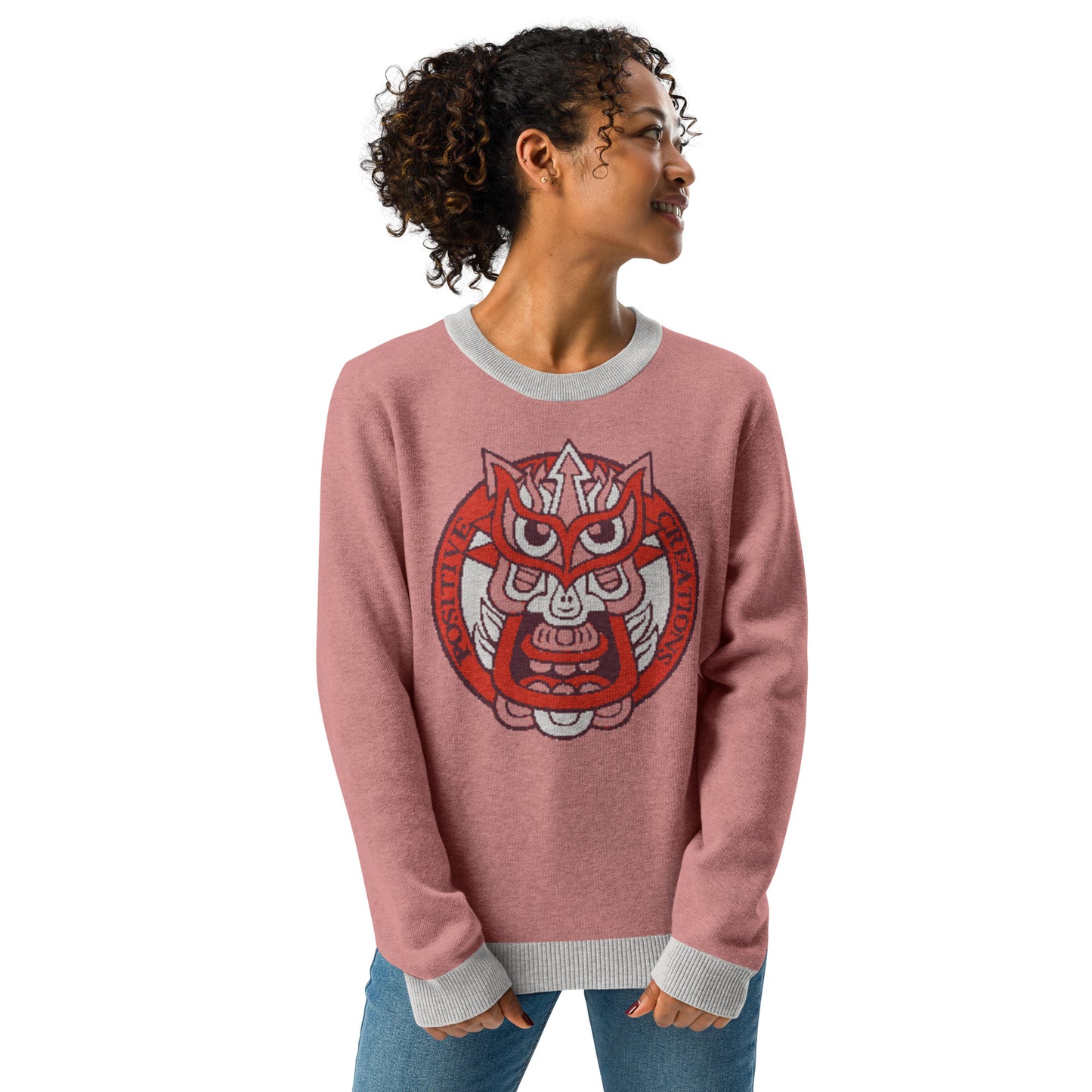 Coral Galaktic Dude Knitted crew neck sweater