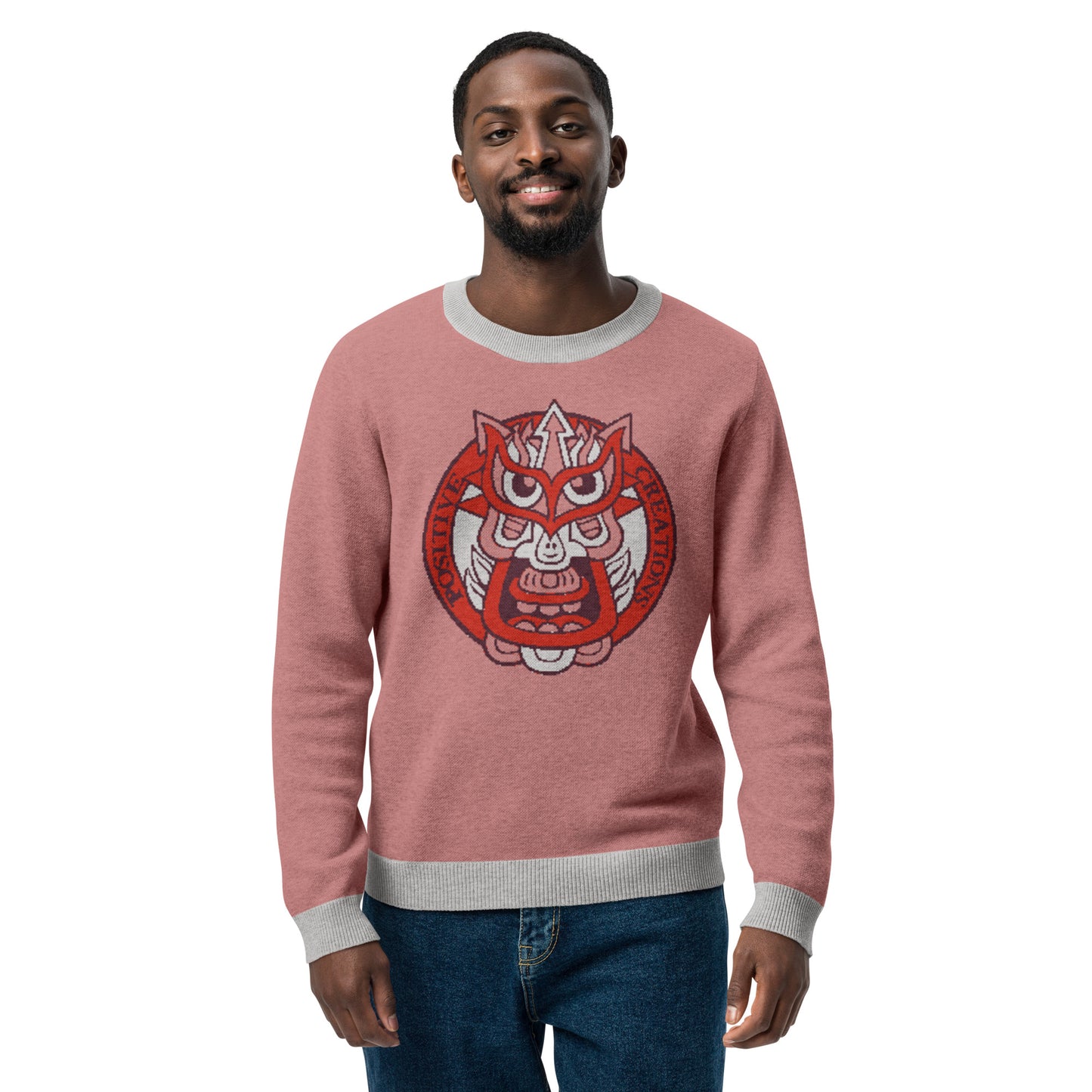 Coral Galaktic Dude Knitted crew neck sweater