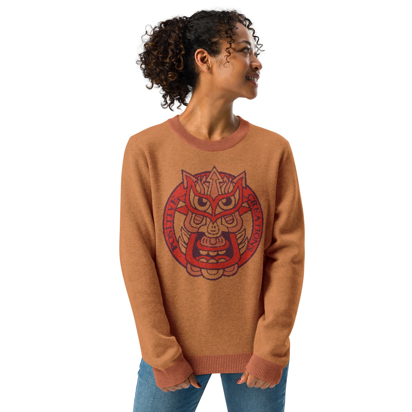 Orange Galaktic Dude Knitted crew neck sweater