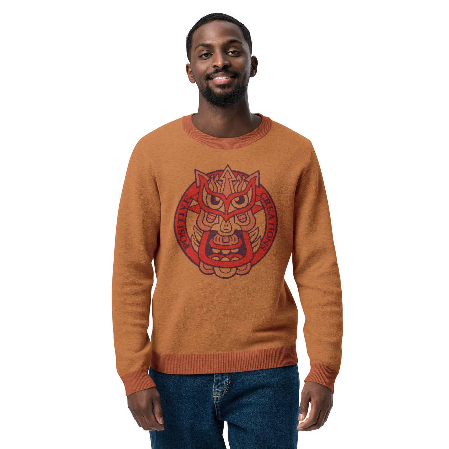 Orange Galaktic Dude Knitted crew neck sweater