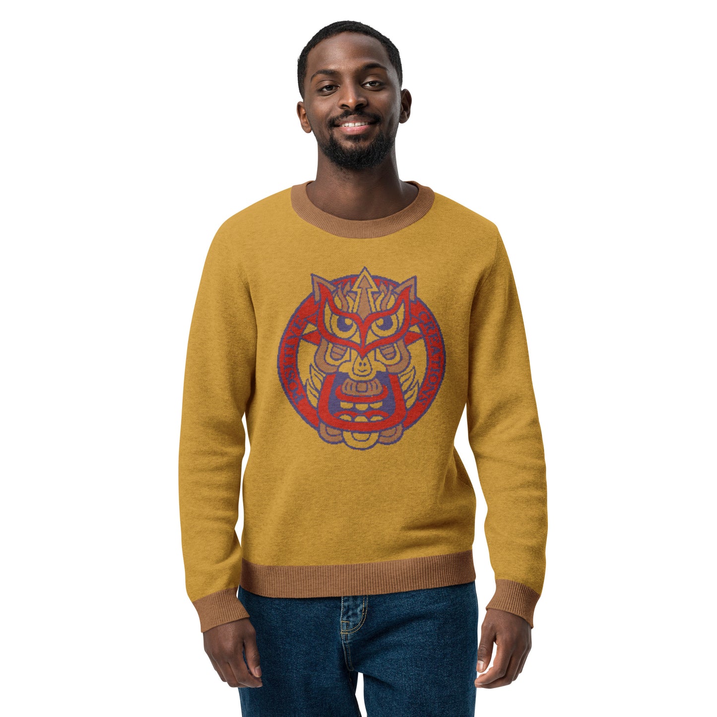 Yellow Galaktic Dude Knitted crew neck sweater