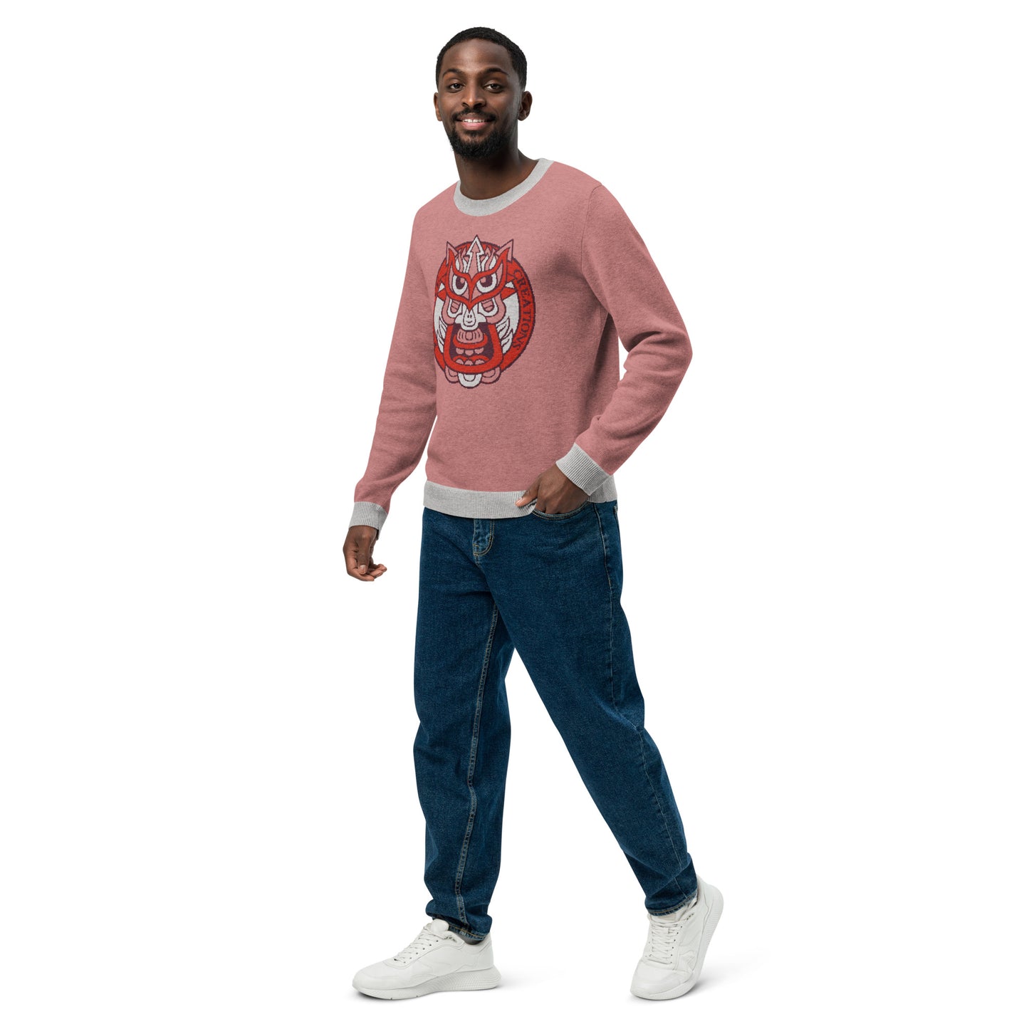 Coral Galaktic Dude Knitted crew neck sweater