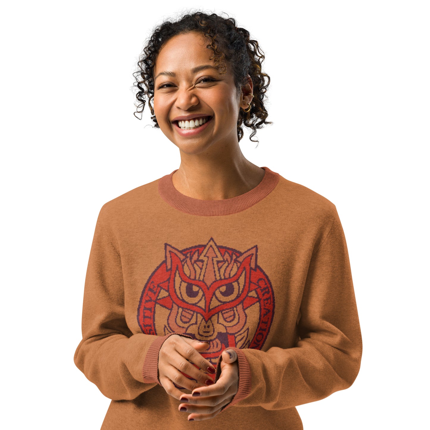 Orange Galaktic Dude Knitted crew neck sweater