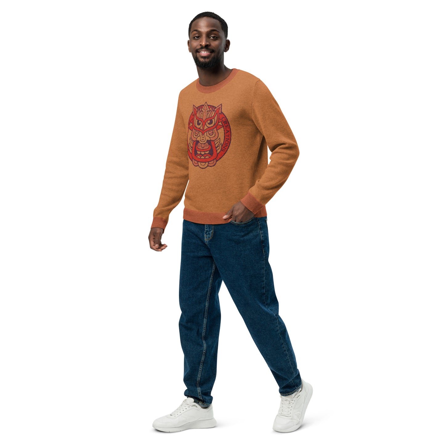 Orange Galaktic Dude Knitted crew neck sweater