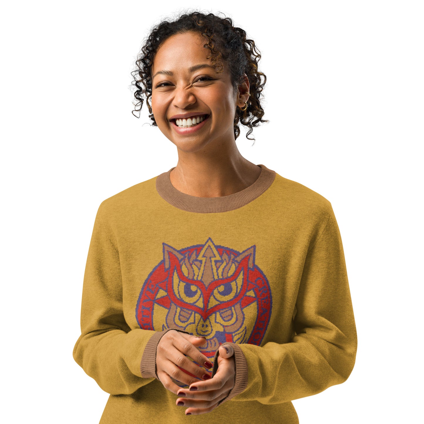 Yellow Galaktic Dude Knitted crew neck sweater