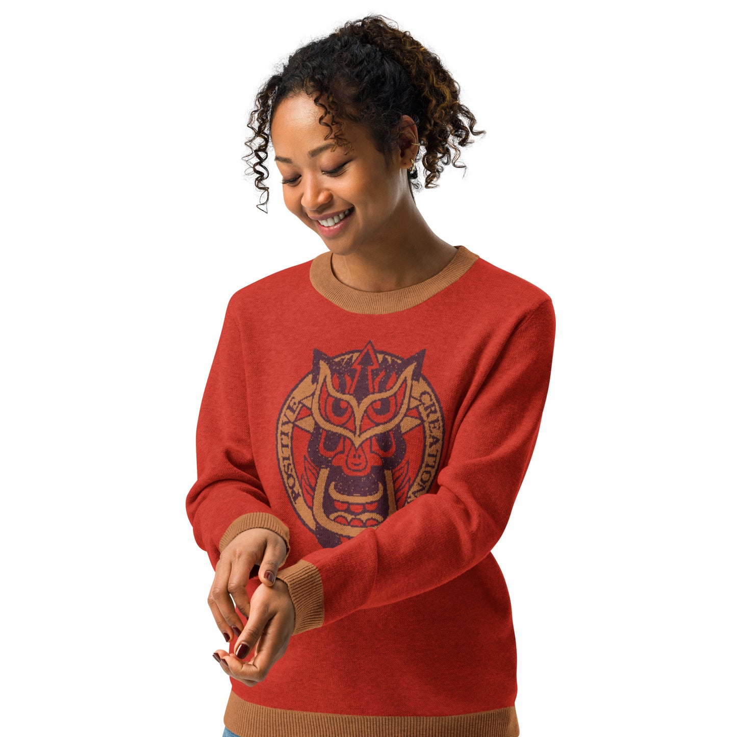 Red Galaktic Dude Knitted crew neck sweater