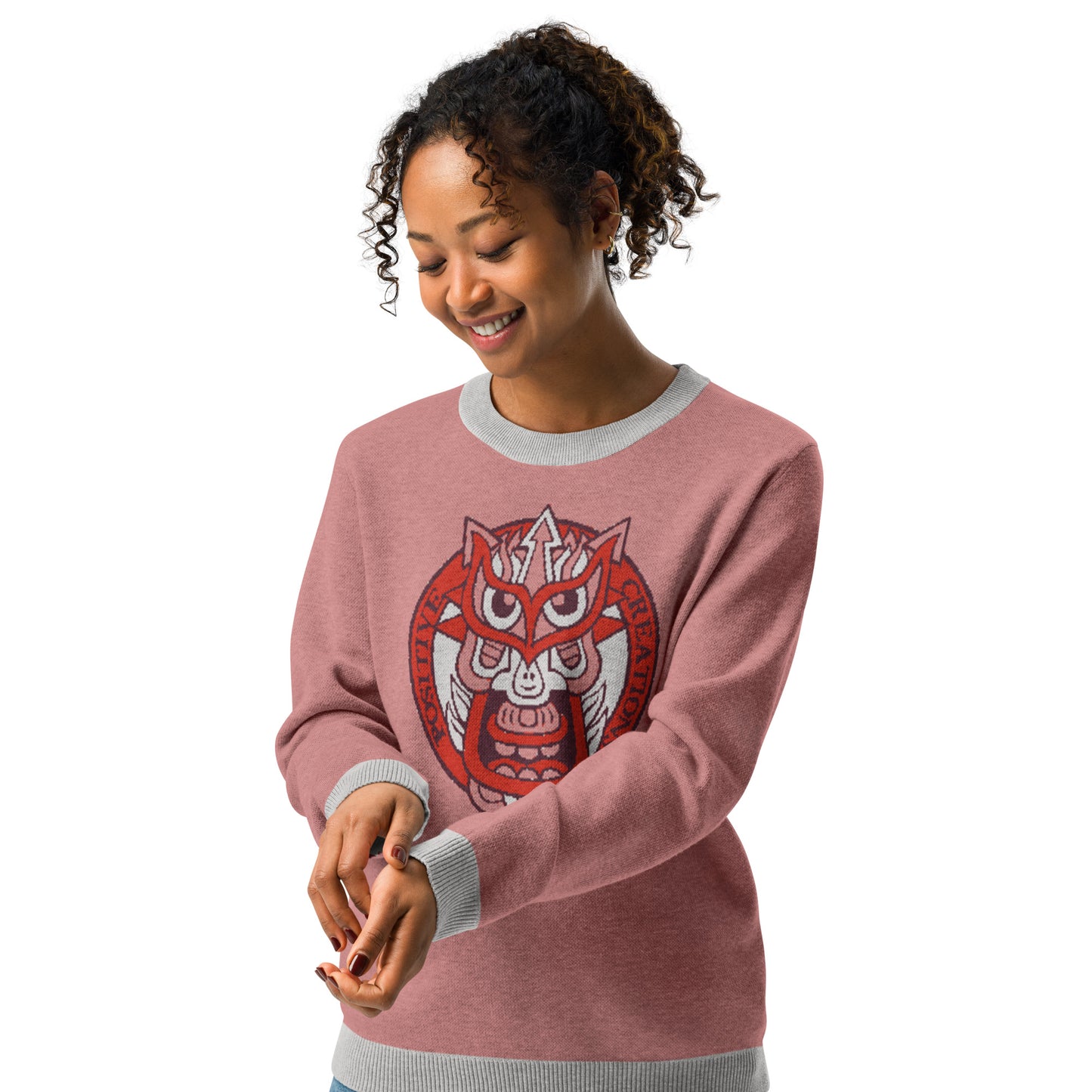 Coral Galaktic Dude Knitted crew neck sweater