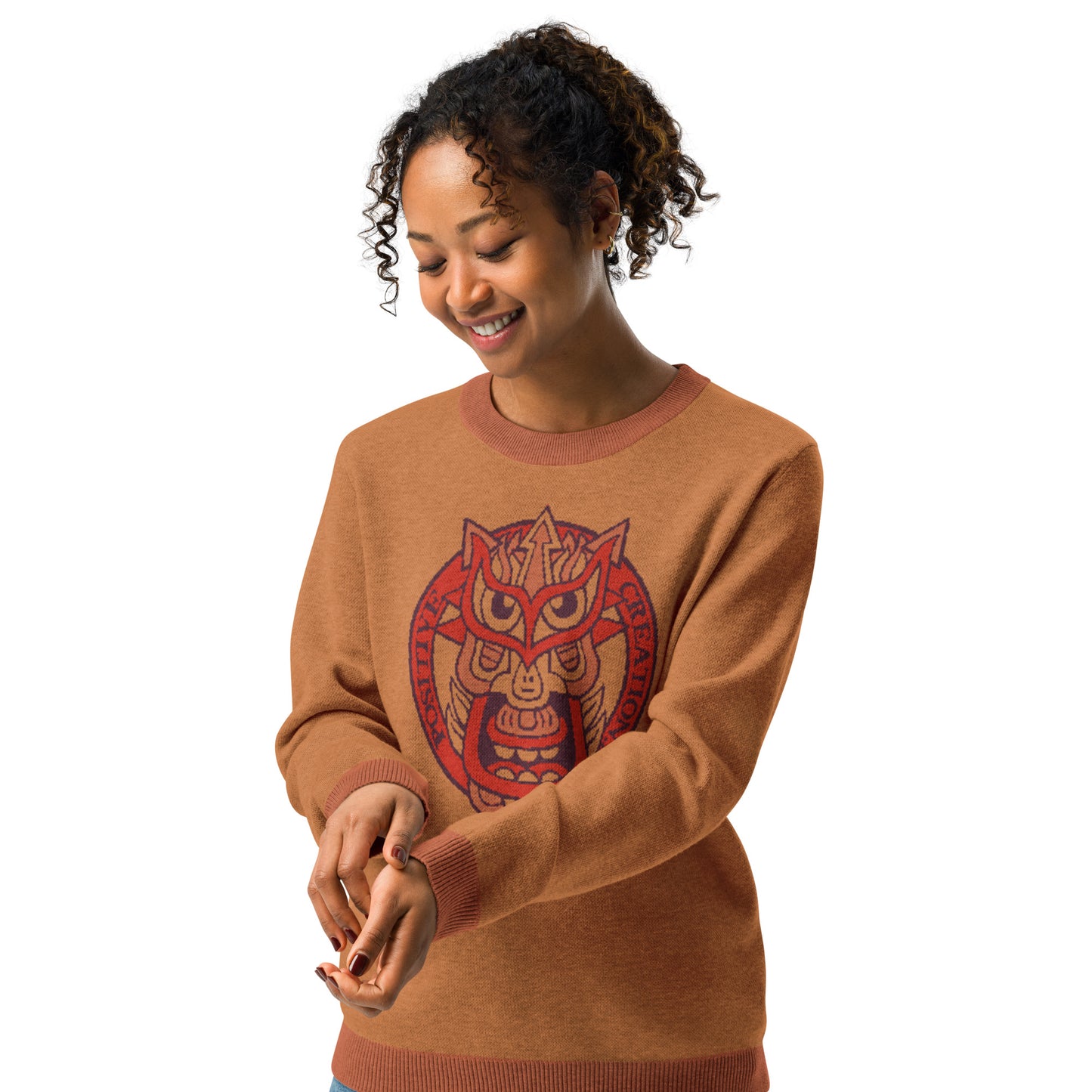 Orange Galaktic Dude Knitted crew neck sweater