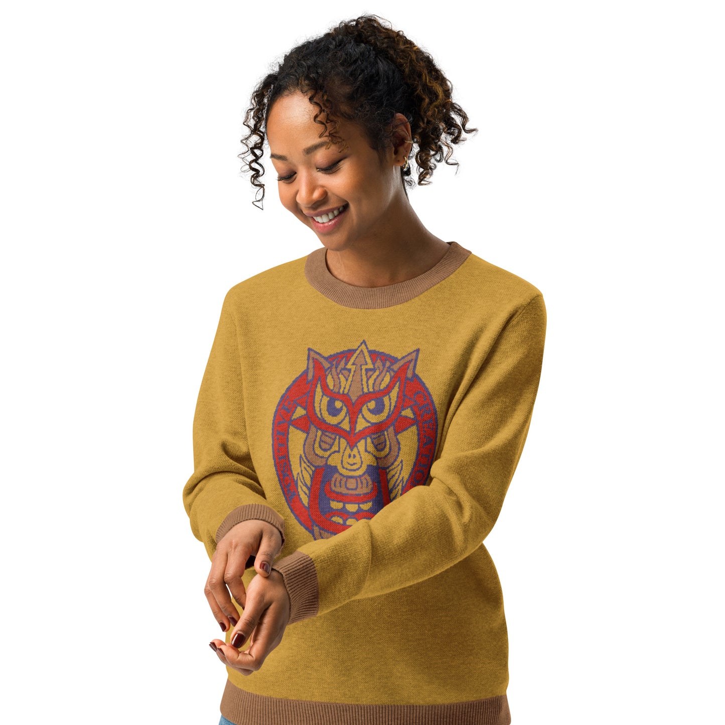 Yellow Galaktic Dude Knitted crew neck sweater