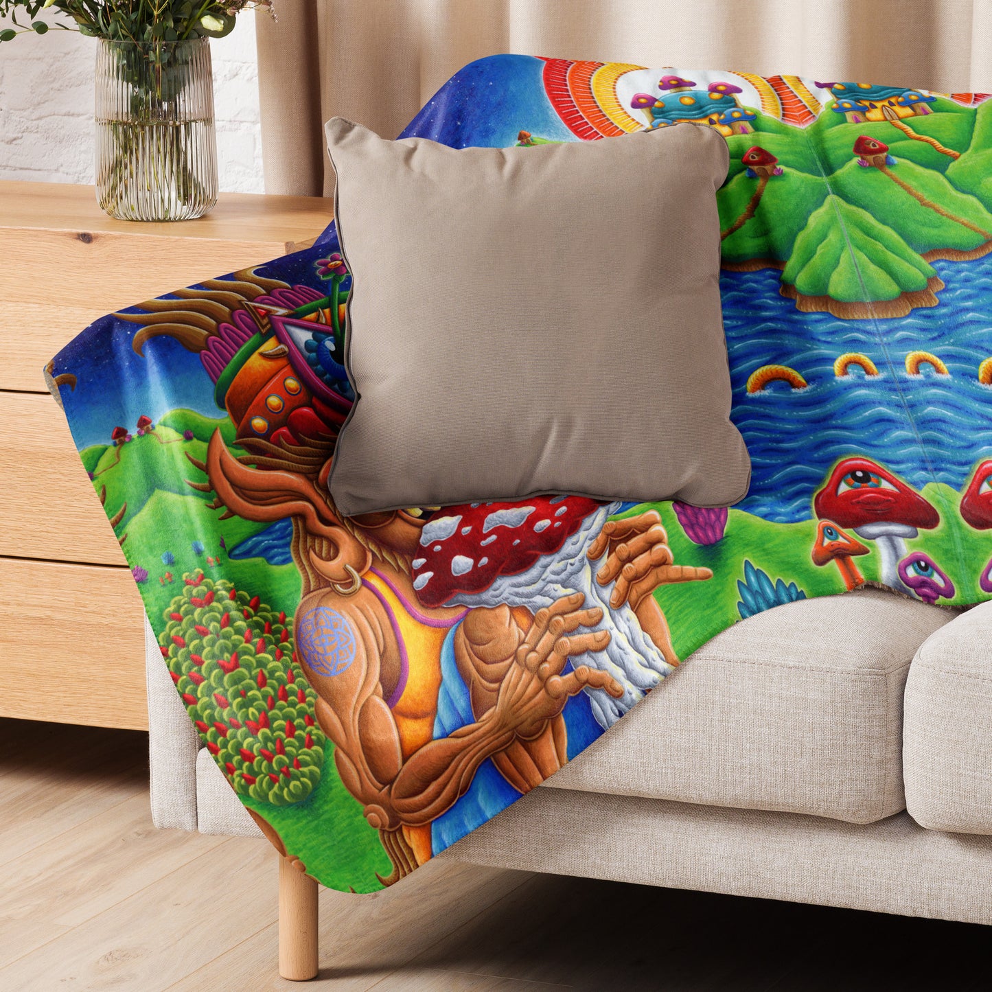 "Muncher of Mushrooland" Sherpa Blanket