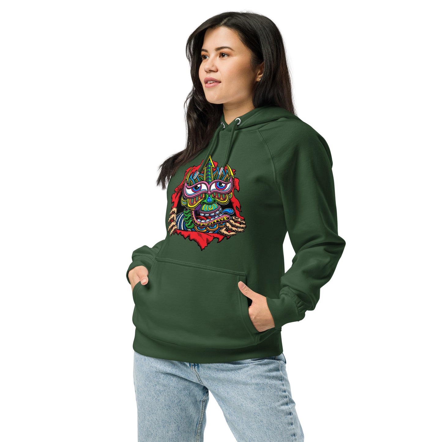 "Positive Ripper" Unisex eco raglan hoodie