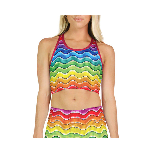 Rainbow Waves Racerback Crop