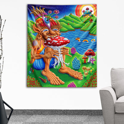 "Muncher of Mushroomland" Tapestry