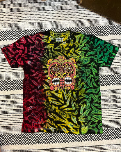 Rainbow/Rasta Tribal Mask 2023 Tie Dye T Shirt