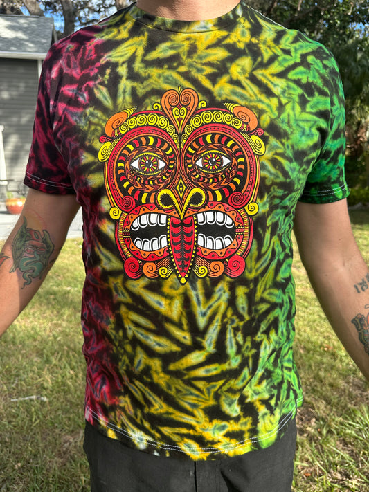 Rainbow/Rasta Tribal Mask 2023 Tie Dye T Shirt