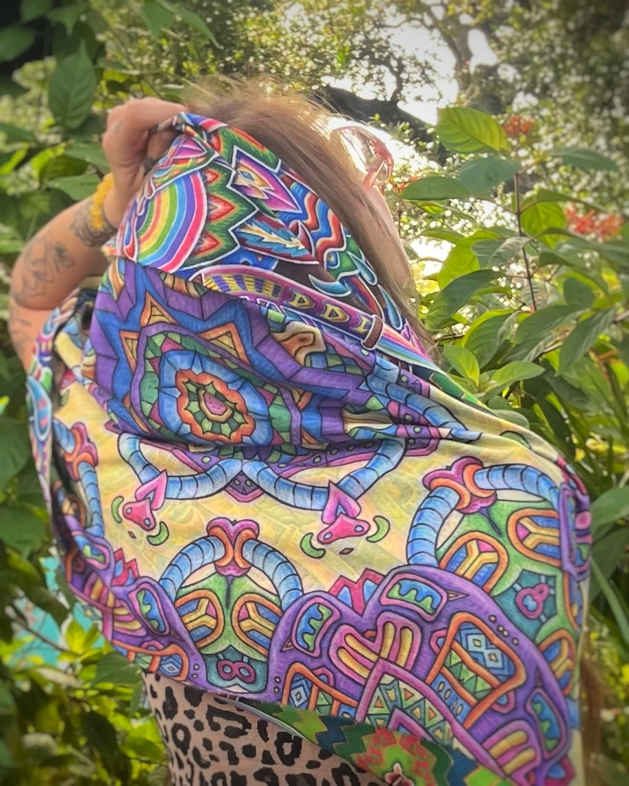 Chris Dyer Expanding Lightworker reversible pashmina featuring colorful psychedelic artwork