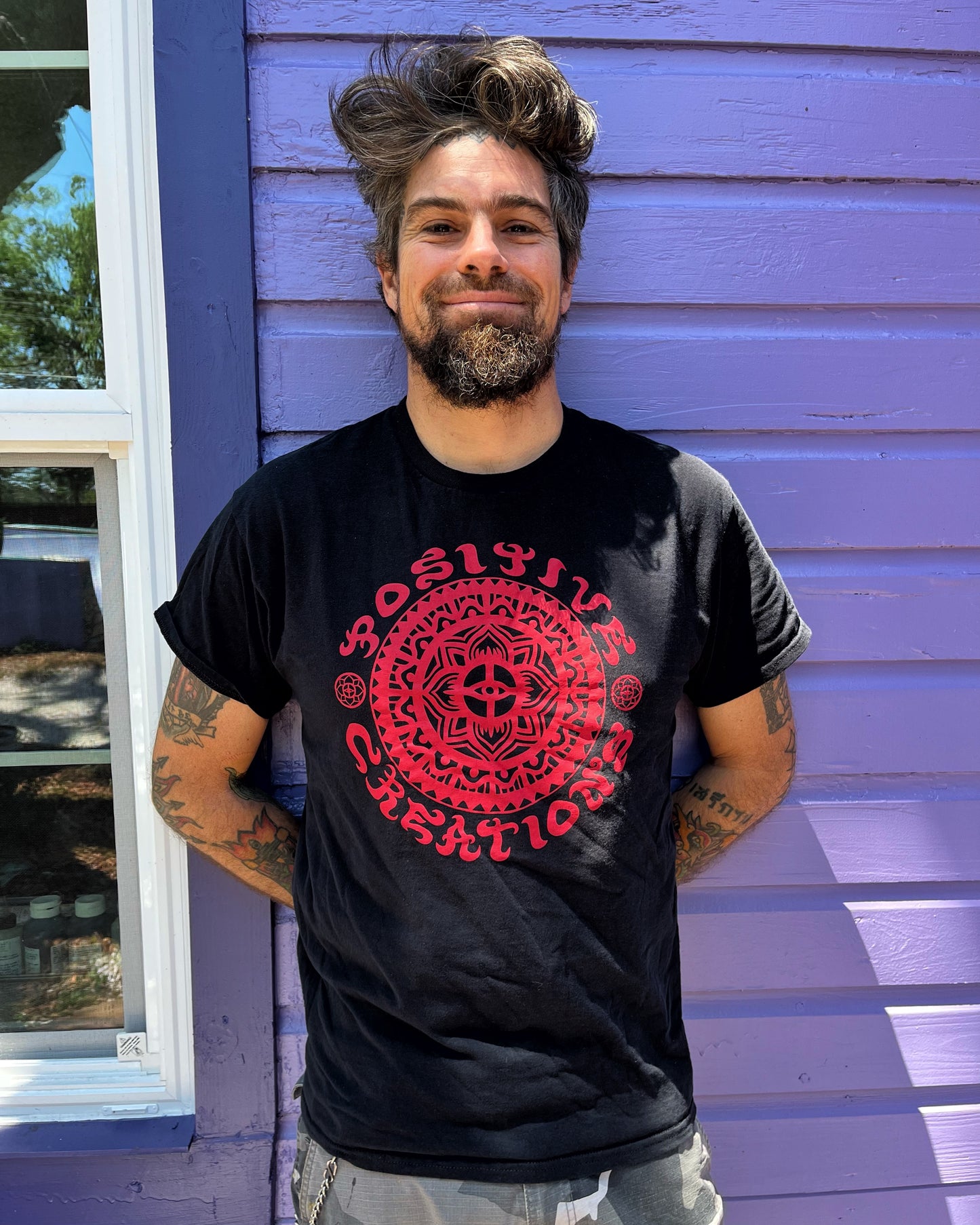 "Positive Creations" Mandala Screen Print T-shirt