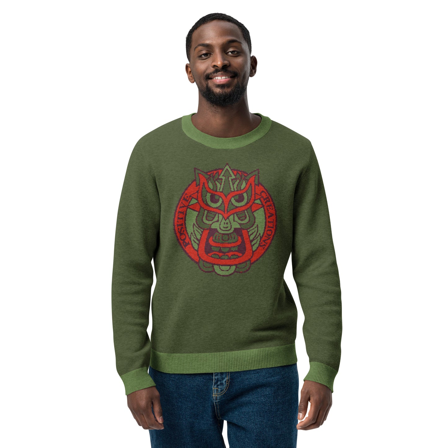 Green Galaktic Dude Knitted crew neck sweater