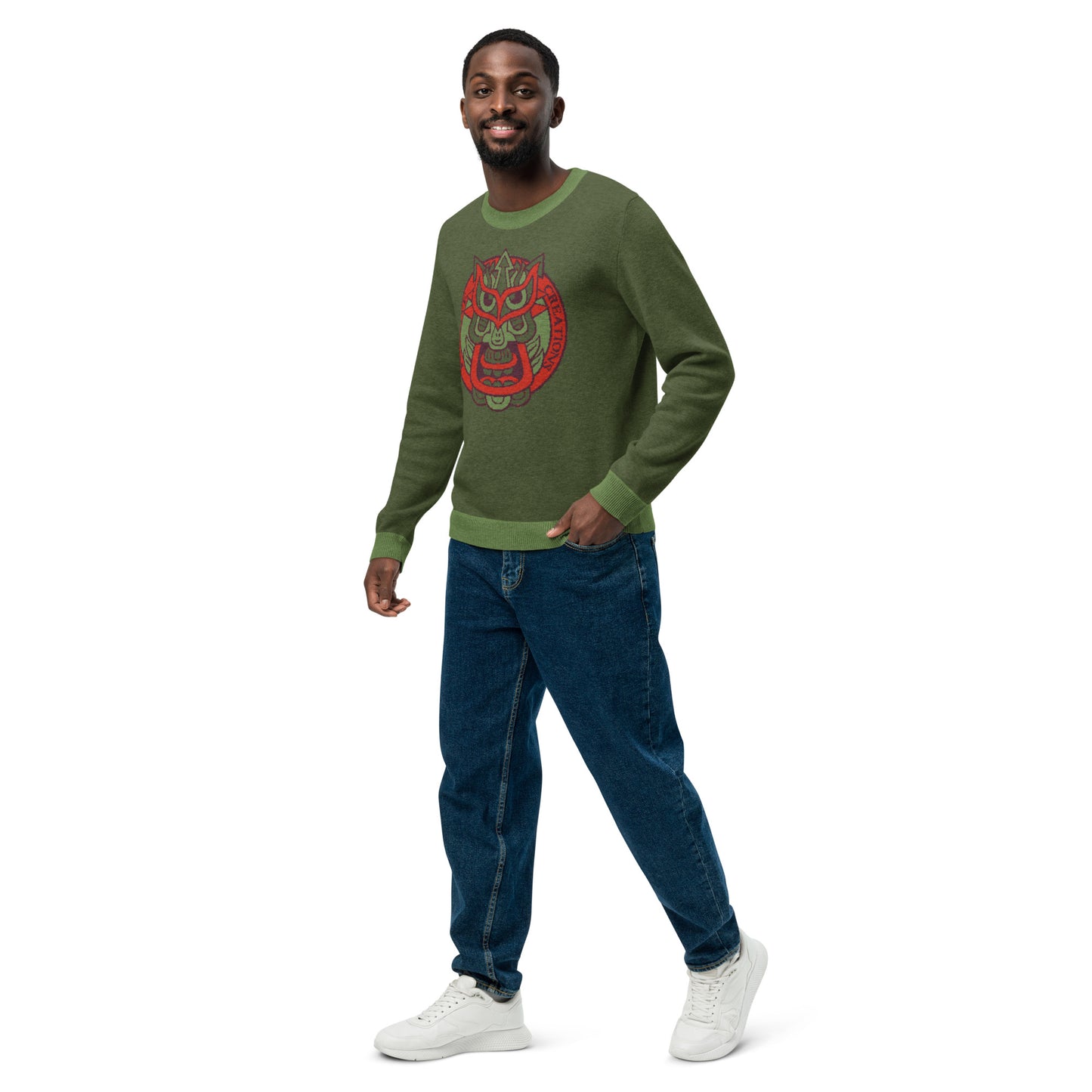 Green Galaktic Dude Knitted crew neck sweater