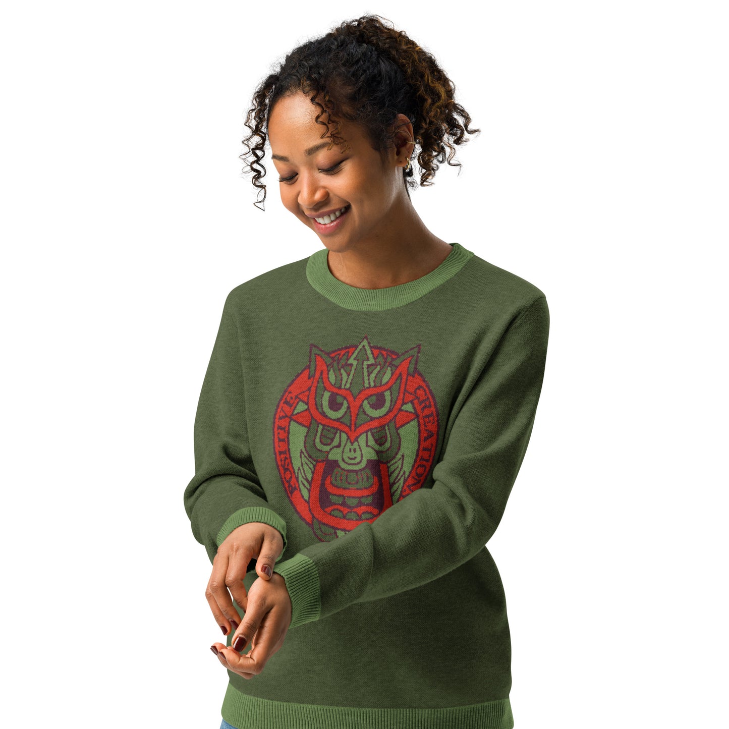 Green Galaktic Dude Knitted crew neck sweater