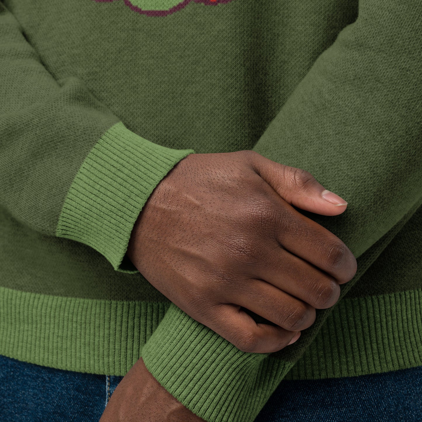 Green Galaktic Dude Knitted crew neck sweater