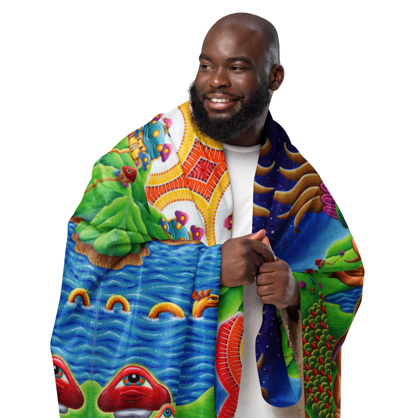 "Muncher of Mushrooland" Sherpa Blanket