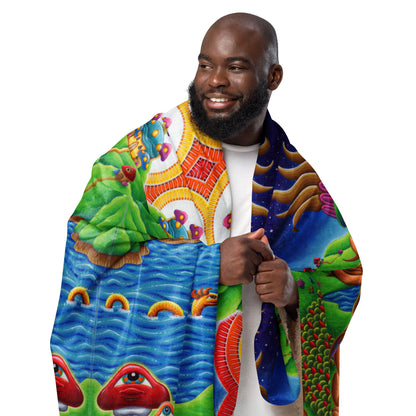 "Muncher of Mushrooland" Sherpa Blanket