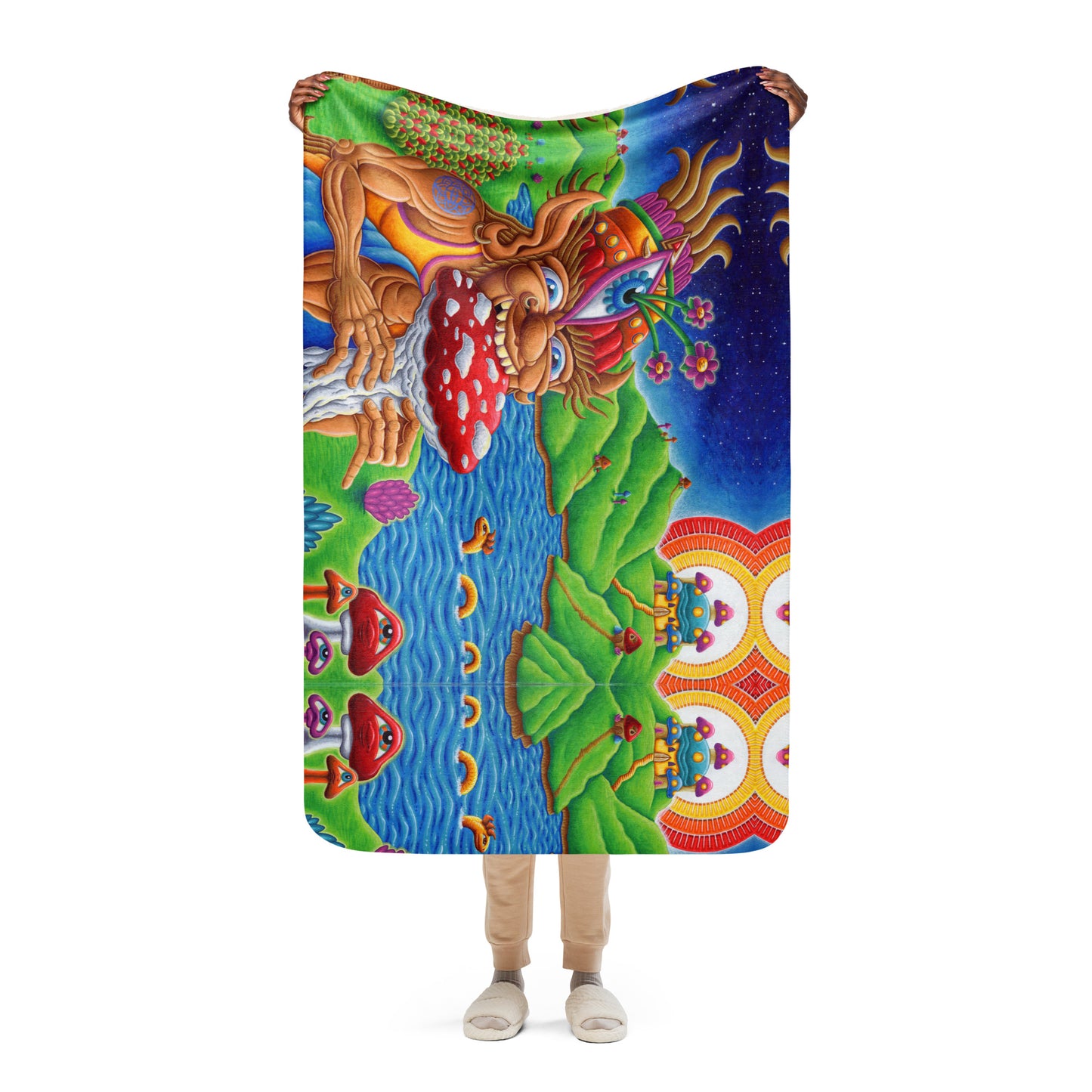 "Muncher of Mushrooland" Sherpa Blanket