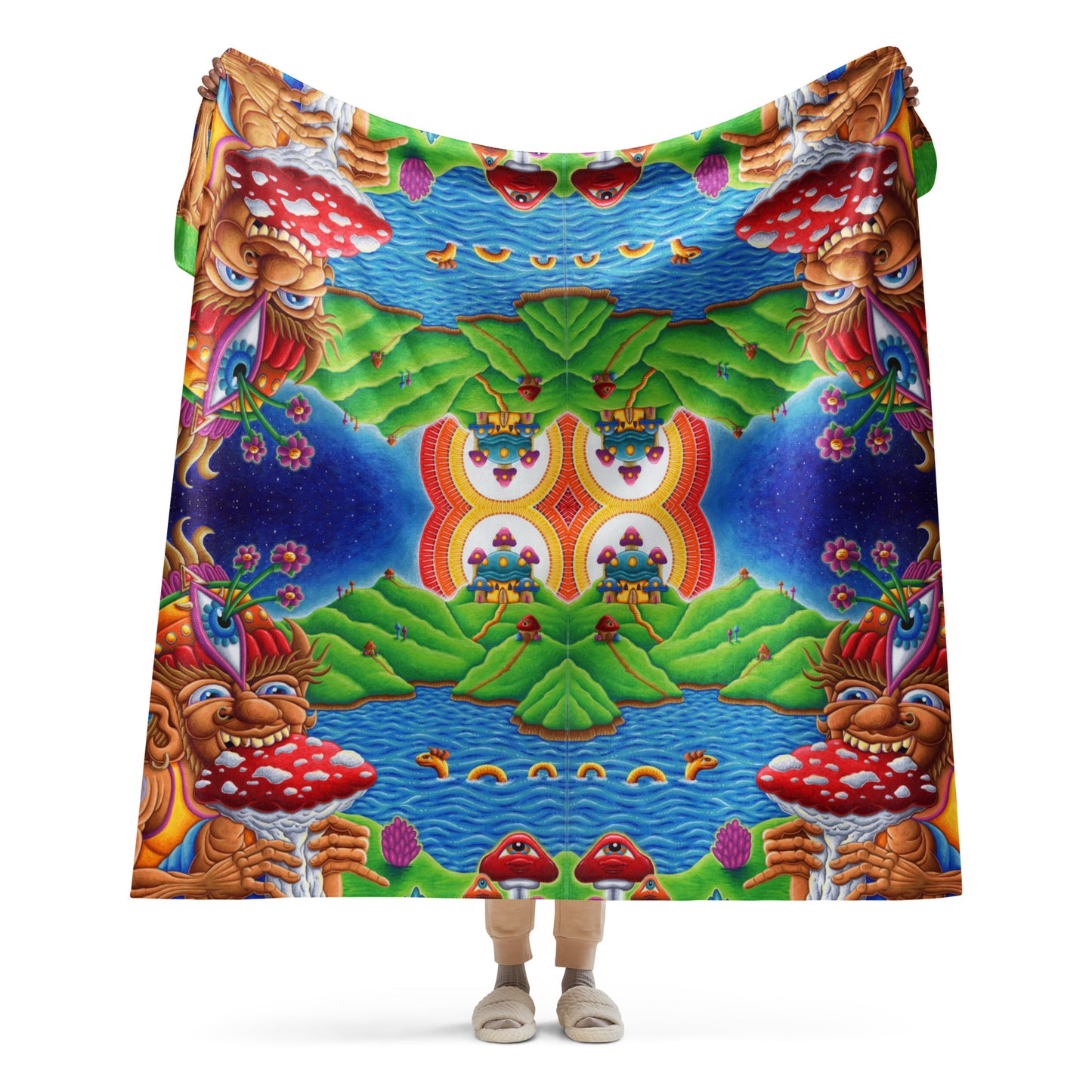 "Muncher of Mushrooland" Sherpa Blanket