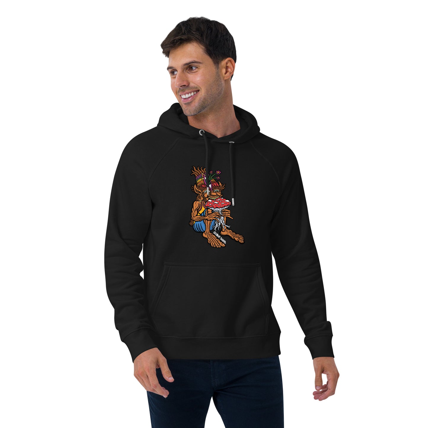 "The Muncher of Mushroomland" Unisex eco raglan hoodie