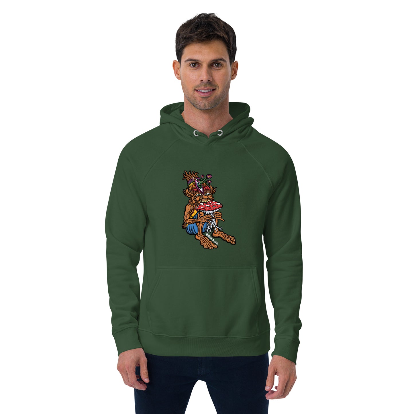 "The Muncher of Mushroomland" Unisex eco raglan hoodie
