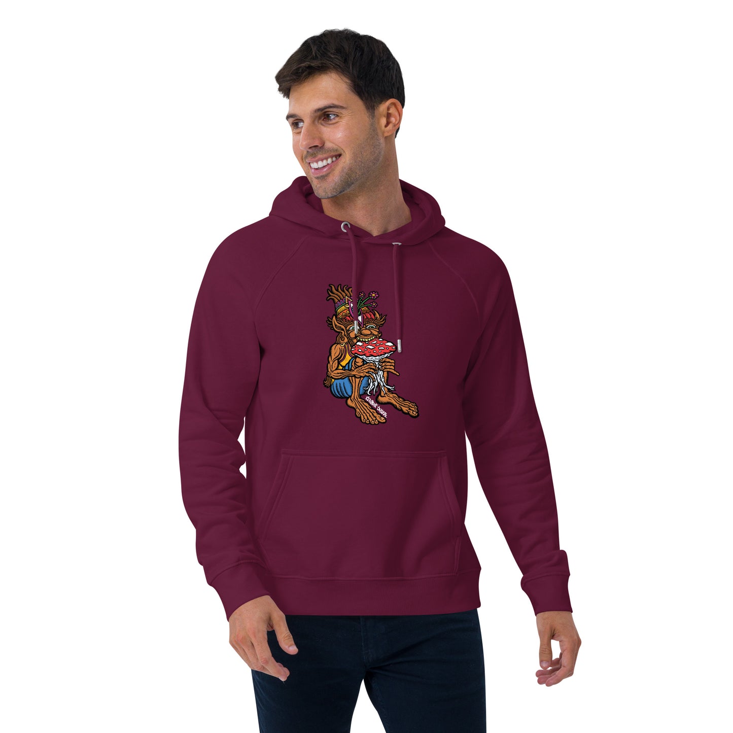 "The Muncher of Mushroomland" Unisex eco raglan hoodie