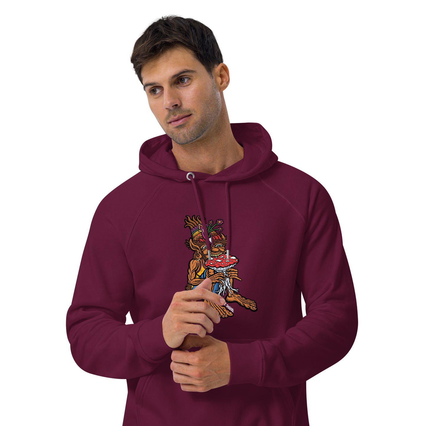 "The Muncher of Mushroomland" Unisex eco raglan hoodie