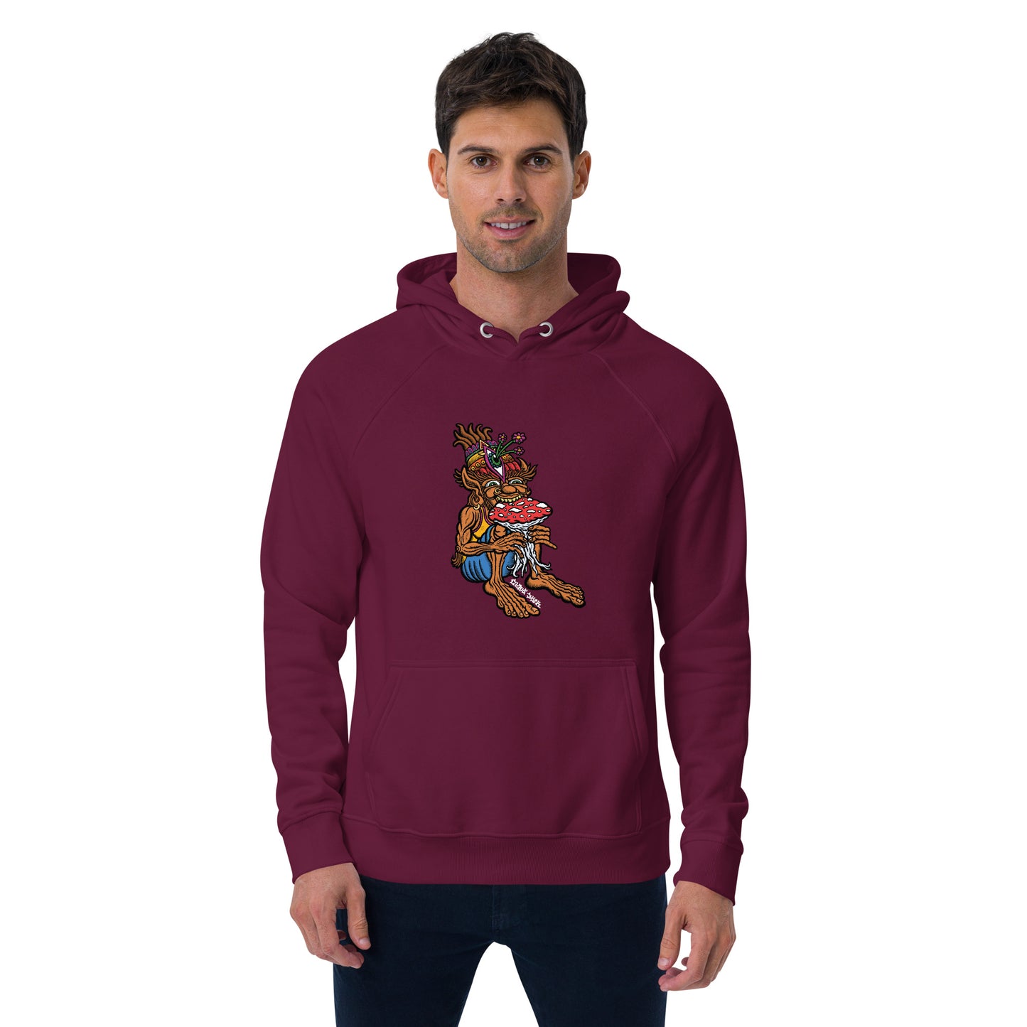 "The Muncher of Mushroomland" Unisex eco raglan hoodie