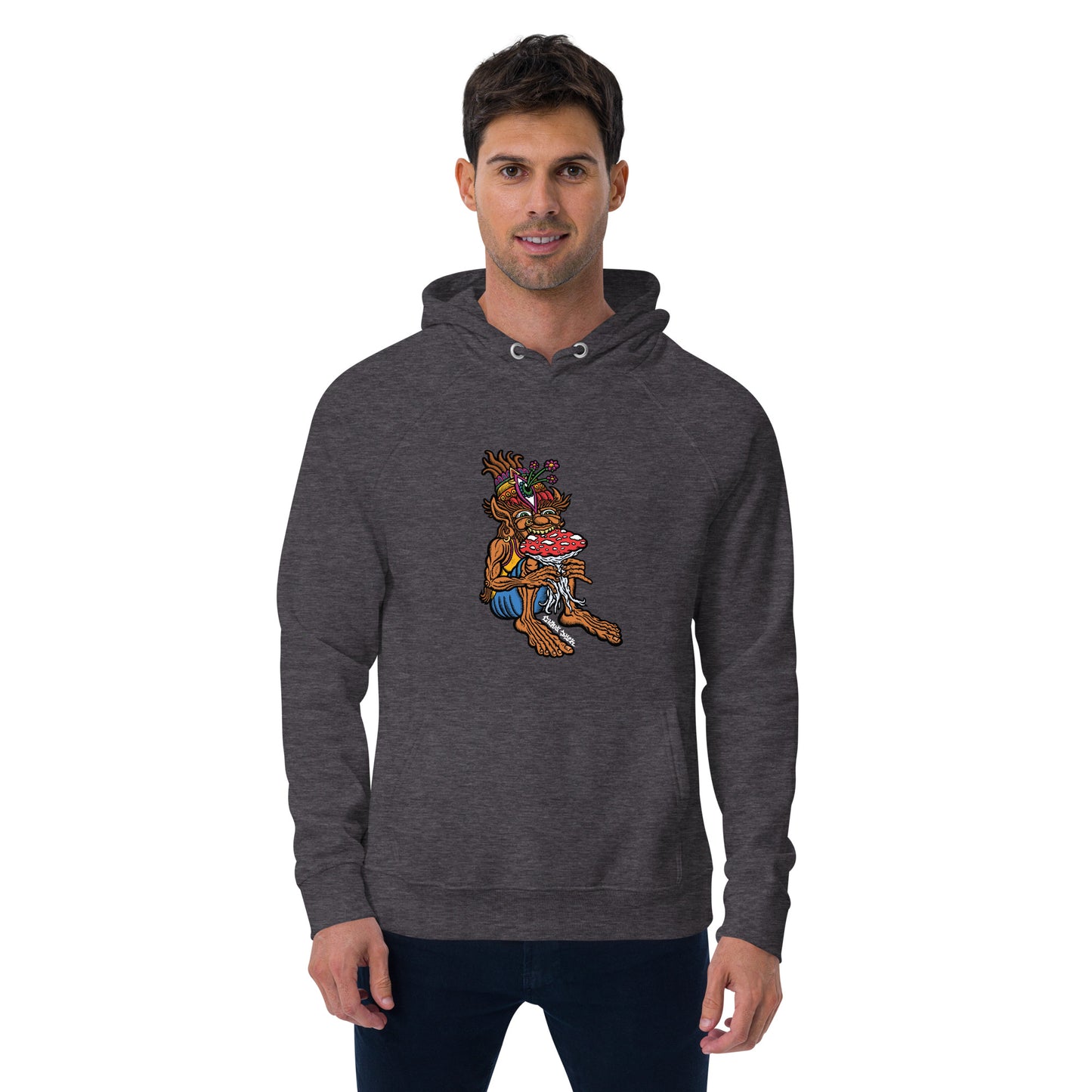 "The Muncher of Mushroomland" Unisex eco raglan hoodie