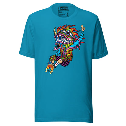 "Positv Skater Dragon" Cotton T-Shirt