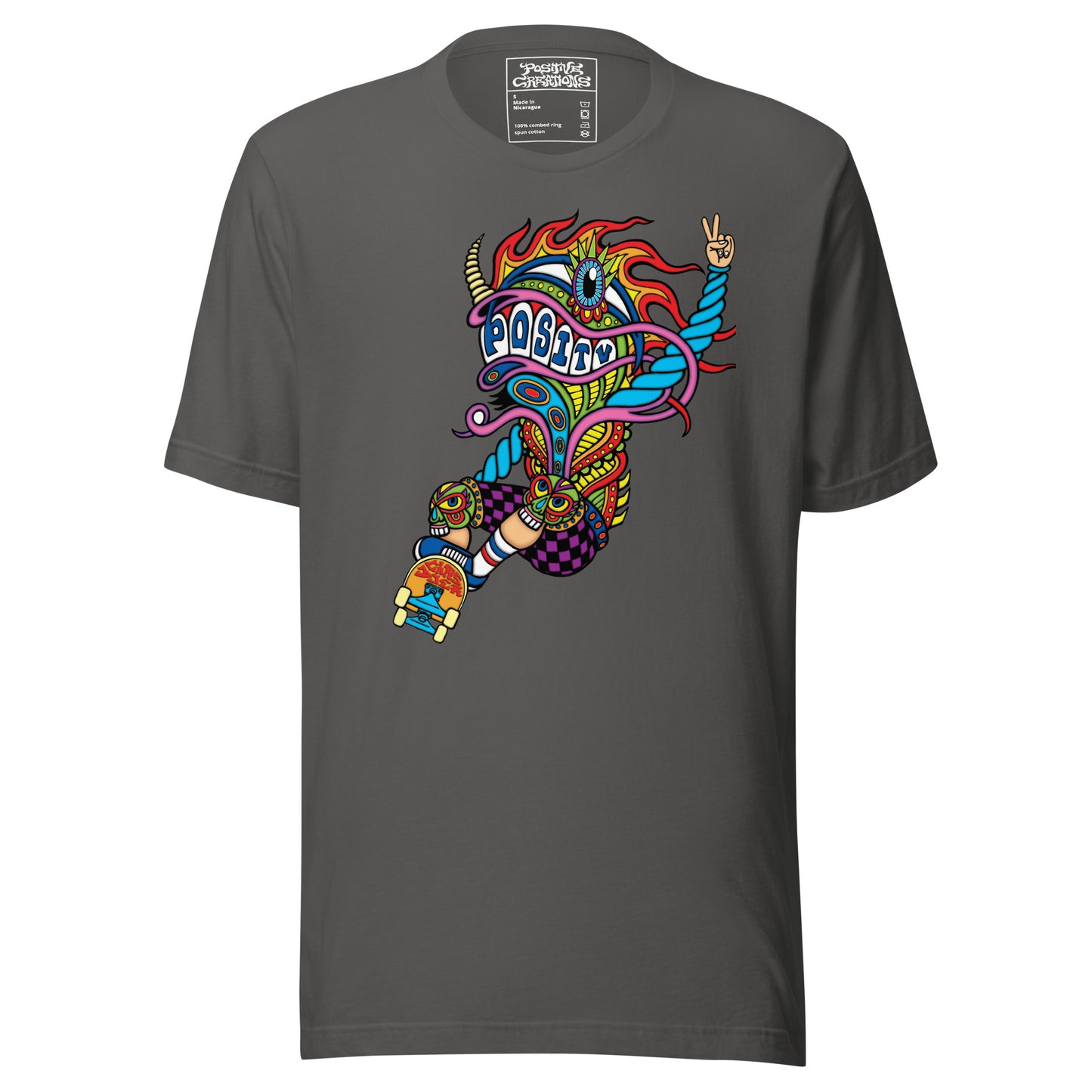 "Positv Skater Dragon" Cotton T-Shirt