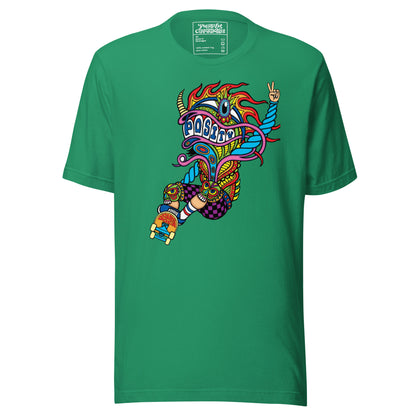 "Positv Skater Dragon" Cotton T-Shirt