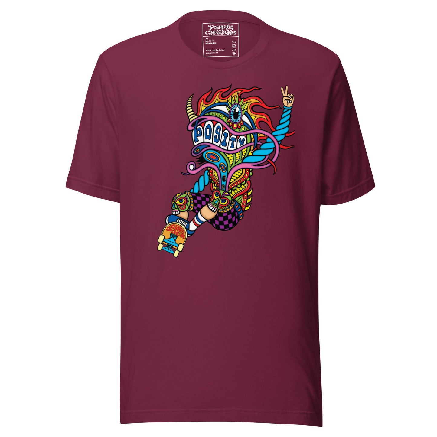 "Positv Skater Dragon" Cotton T-Shirt