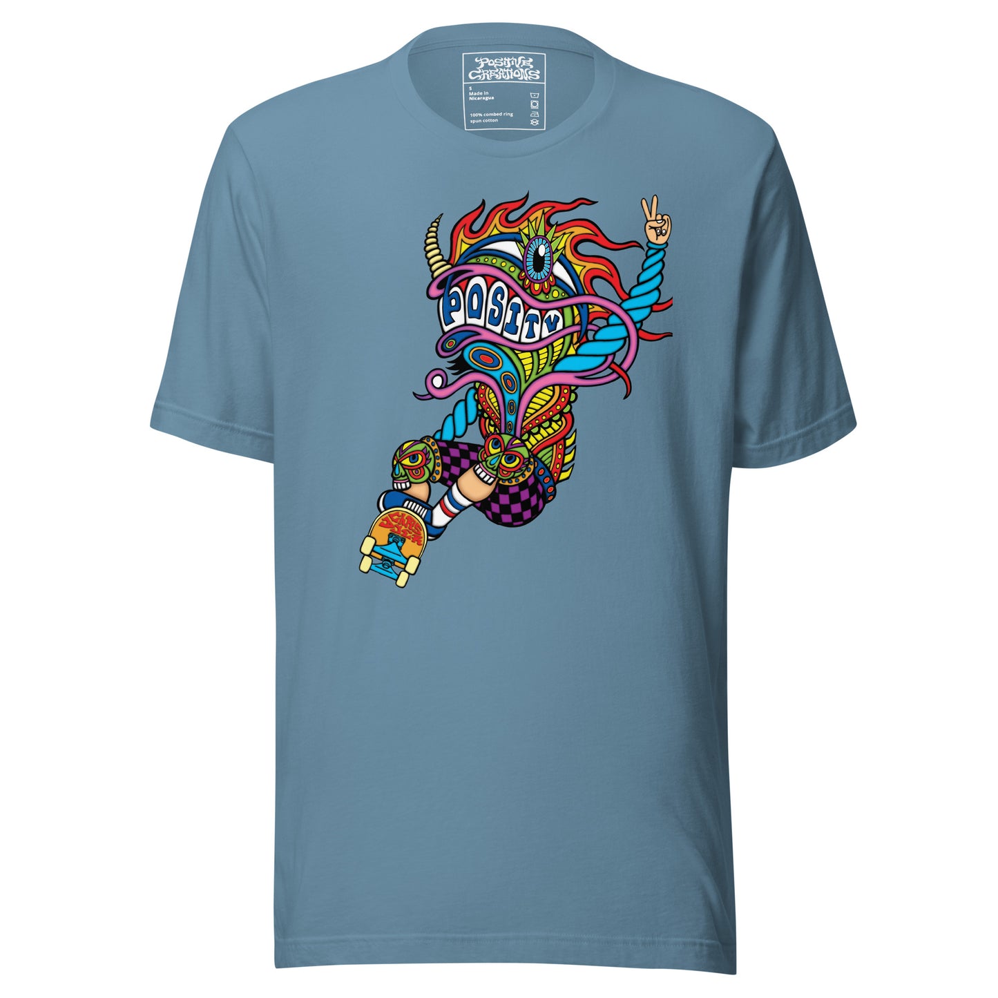 "Positv Skater Dragon" Cotton T-Shirt