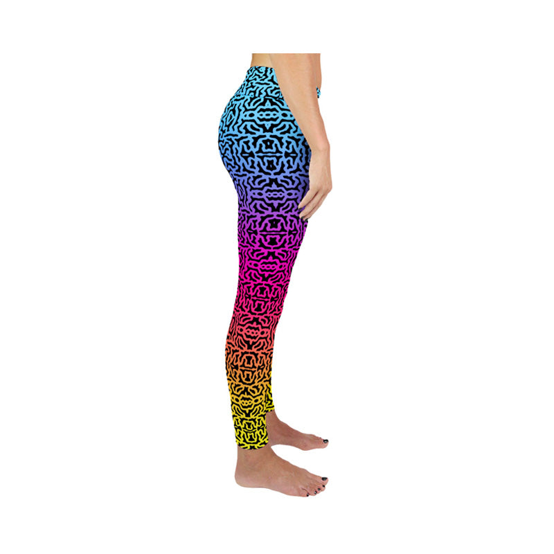 "Florescent Brain Pattern" Active Leggings